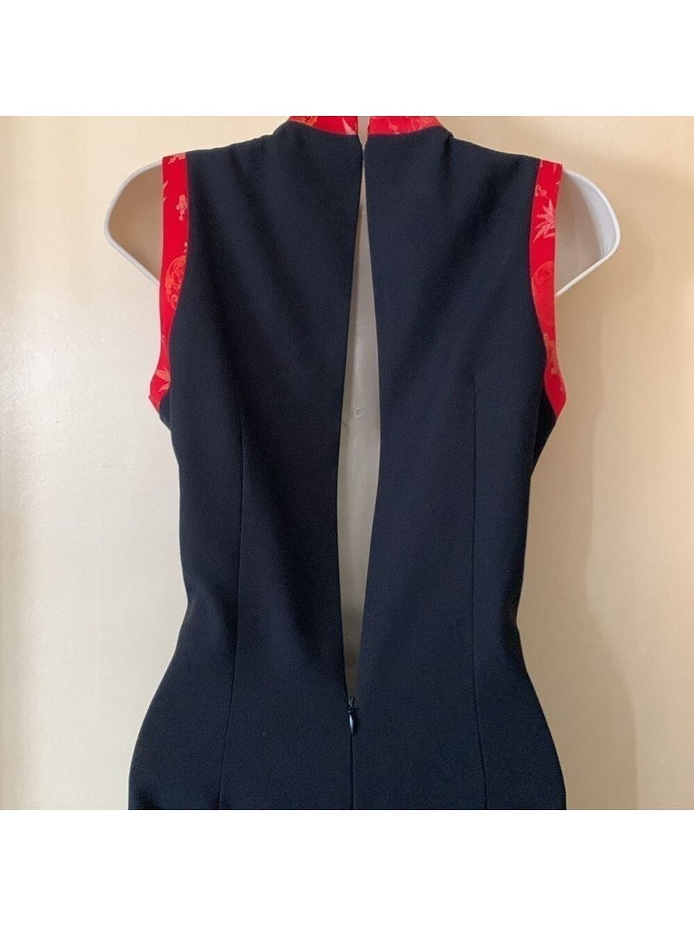 Kenar Asian inspired black dress with red borders and front zip size 4 - Picture 8 of 11